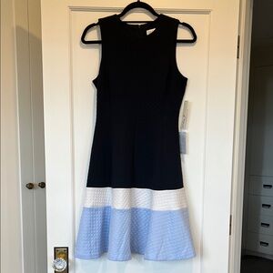 Eliza J Colorblock Dress in Navy, Blue and White